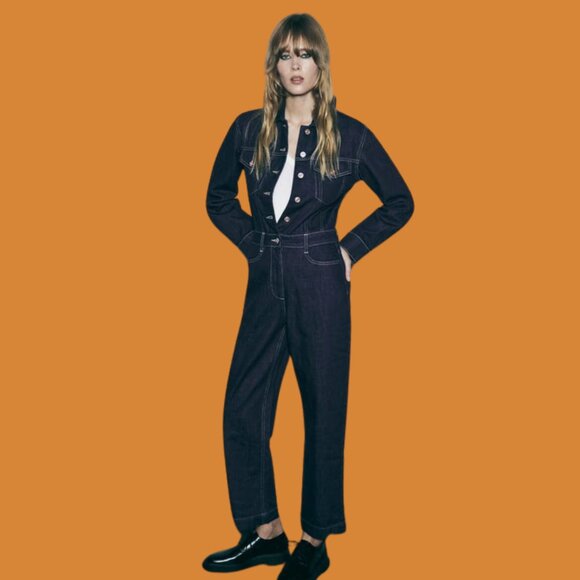 Zara Denim Jumpsuit: Z1975 FRONT POCKETS DENIM JUMPSUIT - Picture 1 of 1